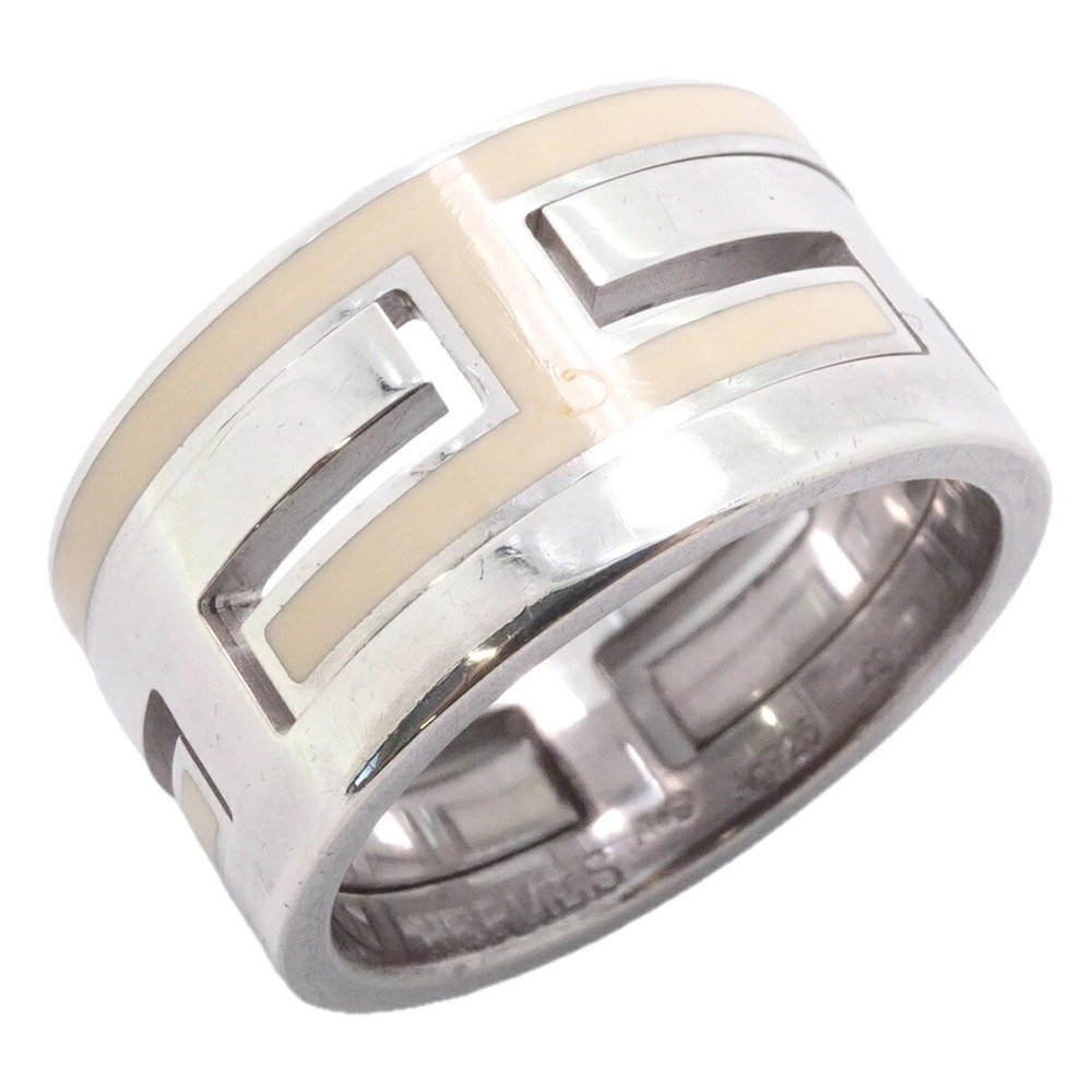 Hermes Ring Move H, Sterling Silver 925, Cream, Size 49, Women's